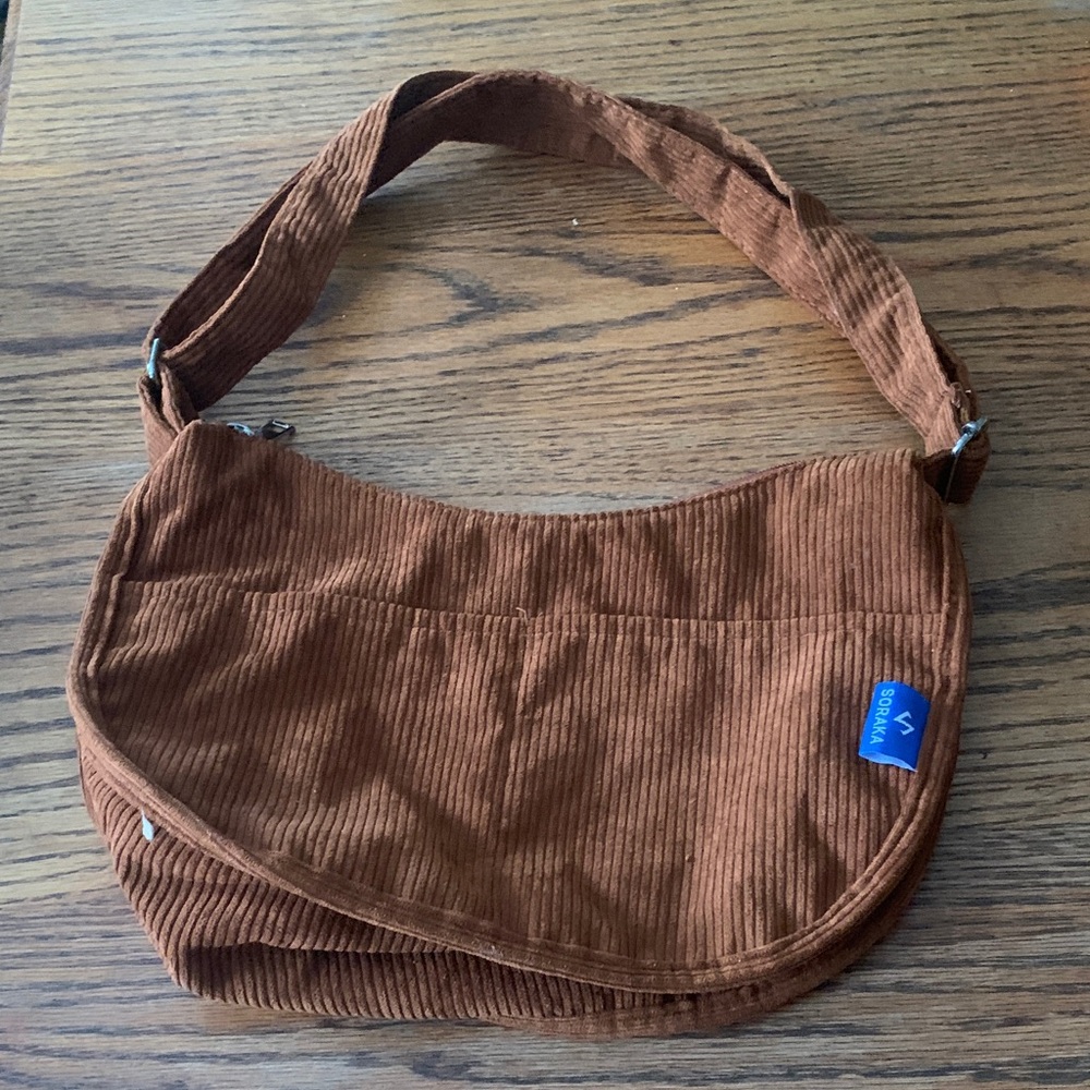 Brown Corduroy Shoulder Bag
